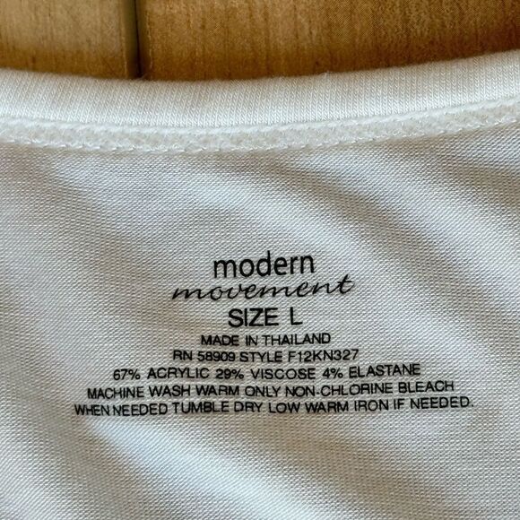 Modern Movement Lightweight Long Sleeve Tee Ivory/Cream Size Large - Picture 5 of 9